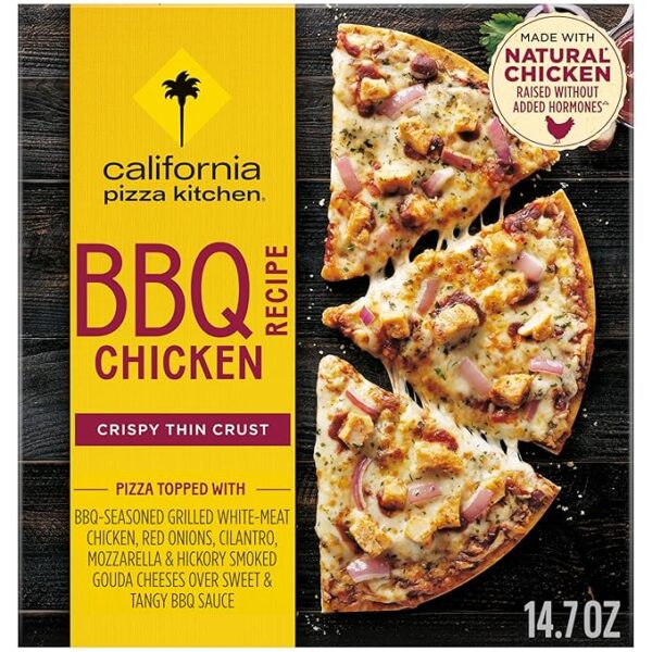 California Pizza Kitchen BBQ Chicken Frozen Pizza – Crispy Thin Crust, 14.7 oz – Made with 100% Real Cheese, Tangy BBQ Sauce & Grilled Chicken