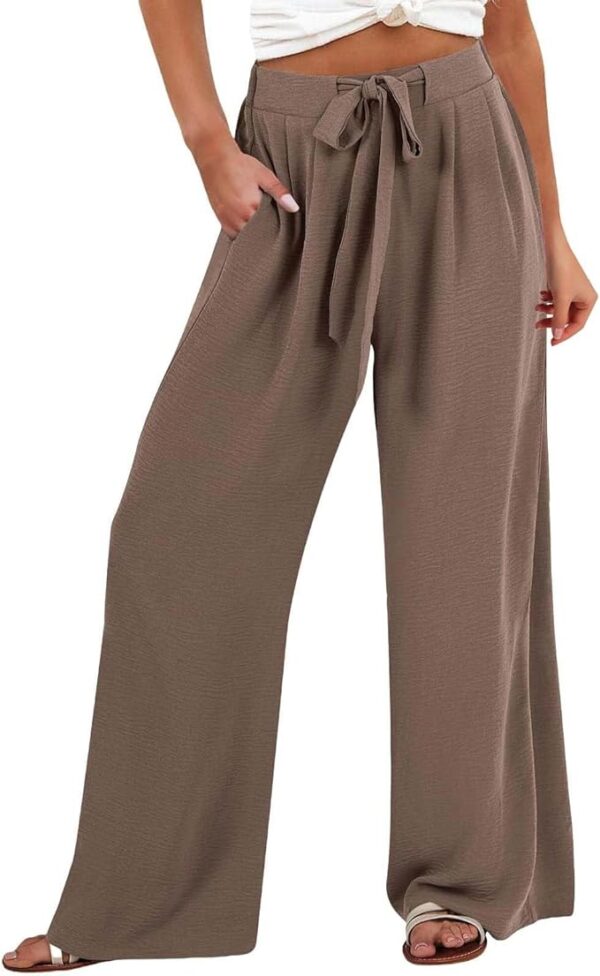 Beach Vacation Linen Pants for Women – Casual Loose High Waist Boho Style, Wide Leg Cropped Palazzo Summer Essentials