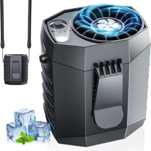 2025 Smart Portable Rechargeable Fan with LED & 25H Runtime – 4-Speed Turbo Cooling Waist Fan for Camping, Outdoor, Hiking – Wearable Clip-On, Black