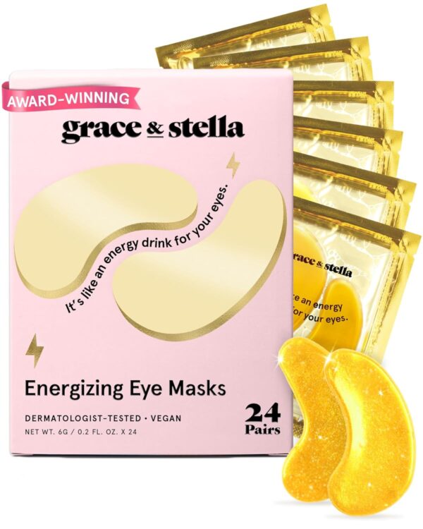 Grace & Stella Award-Winning Under Eye Mask – 24K Gold Gel Patches for Dark Circles, Puffy Eyes & Wrinkles – Vegan Self-Care Gift Set for Women – 24 Pairs**