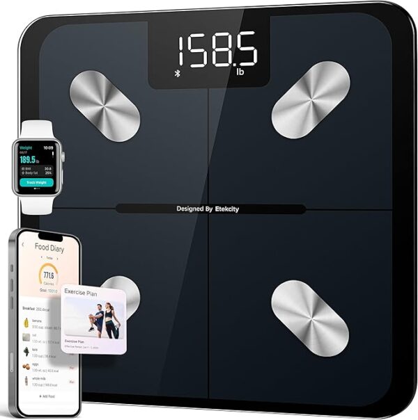 Etekcity Smart Bluetooth Body Weight Scale – Digital Bathroom Scale with BMI, Body Fat, Muscle Mass Tracking, Syncs with Fitness Apps